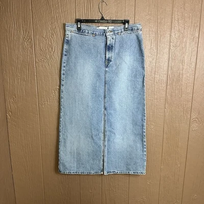Vintage 2000s Gap Denim Jean Skirt Size 12 Cotton Light Wash Slit Hem Slash Pock - Image 1 of 4