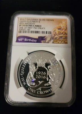 2016 T DA CUNHA Silver Crown QUEEN ELIZABETH II 90TH Bday PF70 Ultra Cameo - Image 1 of 4