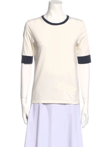 NEU OHNE ETIKETT OUTERKNOWN WEISSES KURZÄRMELIGES OBERTEIL MIT BLAUEM BESATZ XS! - Bild 1 von 7