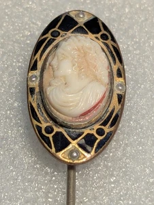 Vintage Antik Unmarkiert Muschel Kamee Saatperle Emaille Stecknadel Anstecknadel - Bild 1 von 7