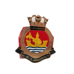 HMS Argonaut Royal Navy Metal Emblem 4.5" Long 4" Widest 3" At Ball - Picture 1 of 3