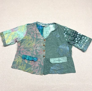 Wild Thing of Mill Valley California Top Womens M Button Down Blouse Boho Art - Picture 1 of 7