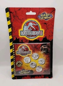 Reelcoinz Jurassic Park 3 VERSIEGELTE Medaillon Münzen 5er Pack & Aufkleber 2001 Neu 🦖 - Bild 1 von 3
