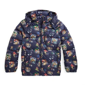 Polo Ralph Lauren Boys Large 14-16 Puffer Down Jacket Teddy Bear Print Orig $215 - Picture 1 of 19