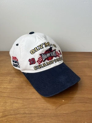 Vintage 1996 Olympic Dream Team Champions White Navy SnapBack Hat Basketball New - Image 1 of 4