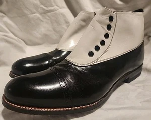 Stacy Adams Shoes High Top with Studs Spats Leather Two Tone Black White 11.5 D - Picture 1 of 8