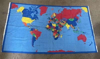 ¡OFERTA BLACK FRIDAY! Panel de tela Mapa del Mundo para acolchado, costura o educación! Foto 1 de 4