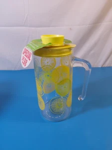 Jarra de jugo de agua limonada vintage Pyrex vidrio transparente limón lima 1 qt con tapa - Imagen 1 de 7