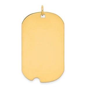 14k Yellow Gold Plain .027 Gauge Engravable Dog Tag Notch Disc Charm Pendant - Picture 1 of 1