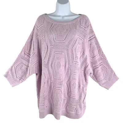 J. Jill Crochet Sweater 2X Lilac Purple Cotton Nylon Open Knit NWT FS-1388 - Image 1 of 4