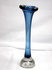 Blue Glass Vase Bullicante Bubble Scandinavian Aseda Glasbruk Jack in Pulpit - Picture 1 of 12