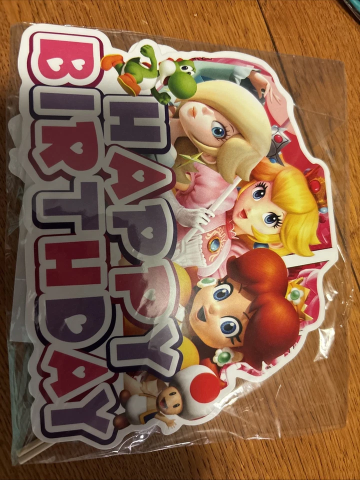 princess peach party decorations Cake Topper, Balloons, Birthday Sign - Image 1 of 4