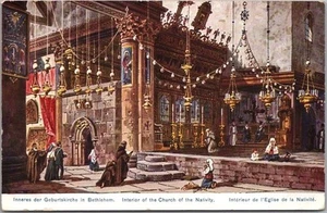 c1910s BETHLEHEM Palestine Postcard "Interior of the Church of the Nativity" - Picture 1 of 2
