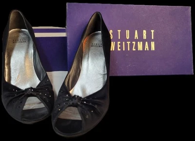 Stuart Weitzman Satin Open Toe Pump High Heels W/Box Size 9 B - Image 1 of 4