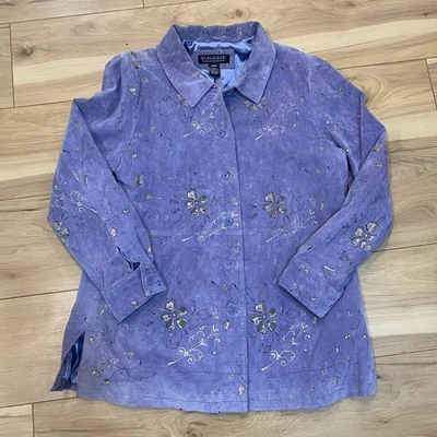 Dialogue 100% Suede Lined  Floral Jacket/Shirt Size Large Women’s Cottage Core - Image 1 of 4