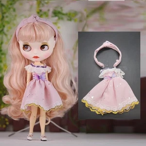 12" Blythe Doll ob24 Clothes Set Butterfly Pink Dress with Headband Azone Licca - Picture 1 of 3