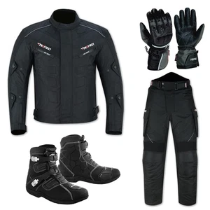 Men Motorbike Motorcycle Riding Armoured Suit Jacket Trouser Waterproof Boots UK - Picture 1 of 25