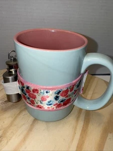Wild Eye Designs Blau und Weiß Streifen Anker 16 Unzen Kaffeebecher Rosa 1 Unze Flachmann - Bild 1 von 10