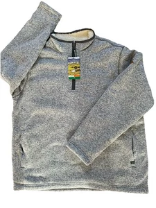 Orvis Men's Sweater XL Heather Gray Pullover Sherpa Fleece 1/4 Zip Pockets NWT - Picture 1 of 7