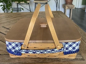 Longaberger 2005 Cesta para pastel Cinta Azul Tela Forro Protector Tapa - Imagen 1 de 24