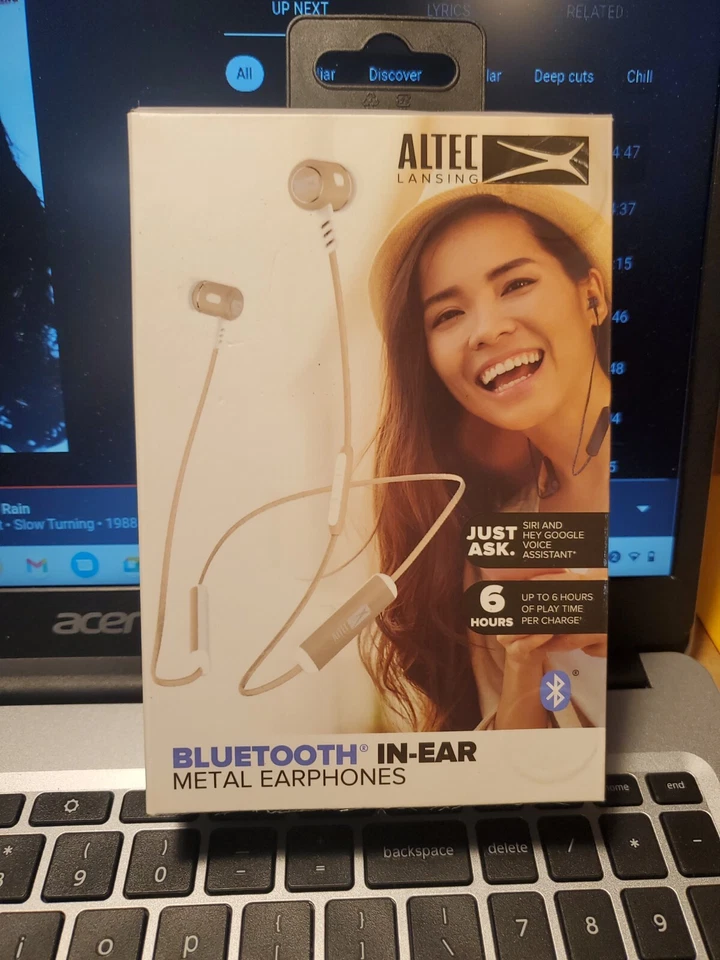 Fones de ouvido intra-auriculares Bluetooth de metal Altec Lansing com Siri Google Assist. - Imagem 1 de 4