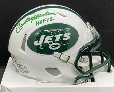 Curtis Martin New York Jets Speed Mini Helmet With Hall Of Fame Inscription PSA - Image 1 of 4