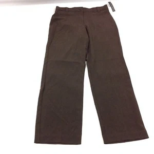 Pantalones de contrapartes para mujer talla 8 cintura elástica pierna recta marrón trabajo carrera  - Imagen 1 de 3