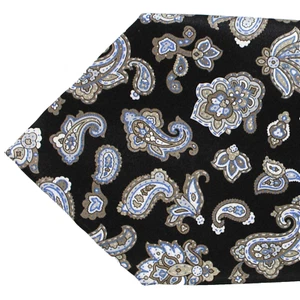 100% new STEFANO RICCI Tie Black Taupe Blue Paisley Ornamental 240293 - Picture 1 of 4