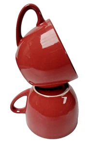 Pair of Pagnossin Treviso P Italy Coral Pink Coffee Mug Tea Cup 12oz - Picture 1 of 6