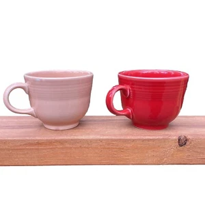 Fiestaware Tea Cups Fiesta Homer Laughlin Coffee Red And Pink Vintage - Picture 1 of 5