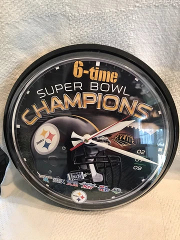 STEELERS 2009 SUPER BOWL XL SIX TIME CHAMPIONS WALL CLOCK  12.5”VGUC Cover