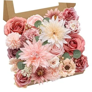 Artificial Flowers Pink Wedding Flowers Silk Dahlia 1 Box Athens Dahlia - Picture 1 of 7