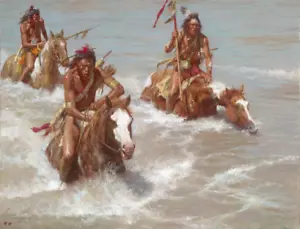 Howard Terpning INSEGUIMENTO ATTRAVERSO LA PIETRA GIALLA, cavalli, tela giclée #19/60 - Foto 1 di 1