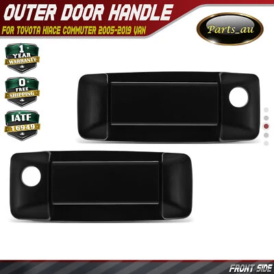 2x Front Texture Black Outer Door Handle For Toyota HiAce Commuter 200 2005-2019 - image 1 of 4