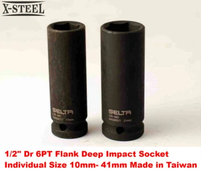 1/2" Dr 6PT Flank Deep Impact Socket Individual Size 10mm- 41mm Made in Taiwan - Image 1 of 4