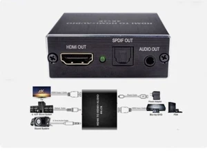 Convertisseur HDMI Audio Extracteur 4K HDMI vers HDMI Optique TOSLINK SPDIF 3.5m - Picture 1 of 10