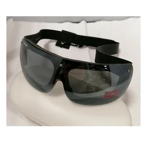 Occhiali casco moto maschera avvolgenti fascia in pelle lente scura fume da sole - Foto 1 di 1