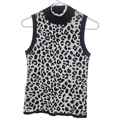 Suéter Suéter Tejido New York & Company Mujer S Blanco Negro Sin Mangas Suéter  Foto 1 de 4