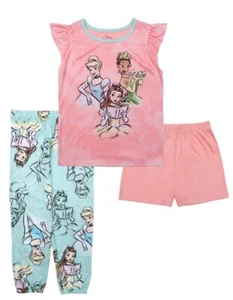 DISNEY'S CINDERELLA, TIANA, BELLE Water Color Princesses Pajama Set Size 6 NWT - Picture 1 of 5