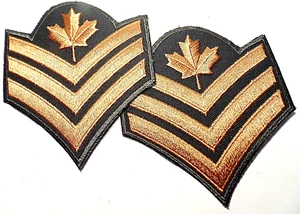 CANADA Canadian Armed Forces uniform Sergeant stripes chevrons dark green backer - Picture 1 of 1