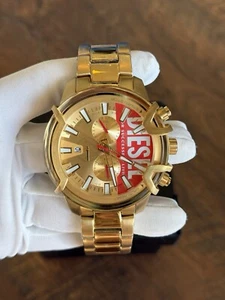 Diesel Watch DZ4595 Griffed Chronograph Gold Tone Stainless Steel Gold Red White - Picture 1 of 6