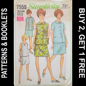Vintage Simplicity Maternity Jacket/Skirt/Overblouse Pattern #7559 Size 12 CUT - Picture 1 of 6