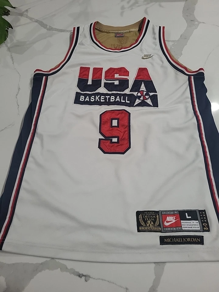 Camiseta deportiva cosida blanca vintage Nike USA baloncesto Michael Jordan Dream Team talla L Foto 1 de 4