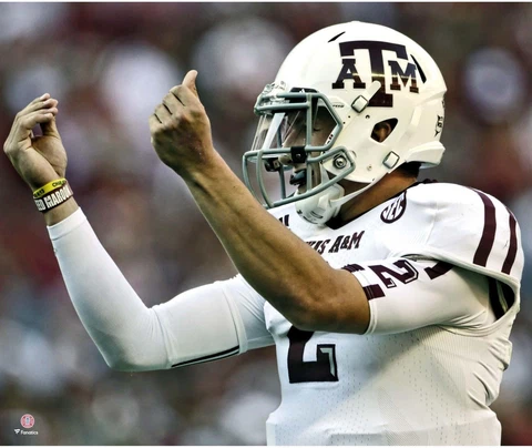 Johnny Manziel Texas A&M Unsigned Touchdown "Money" Celebrate Photo Cover