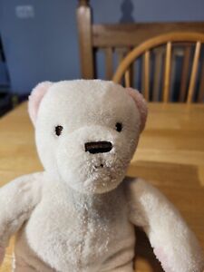 Brookstone NAP Teddy Bear Plush Cream Pink Ears Feet Baby 11" Stuffed Animal 