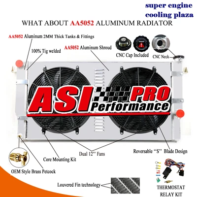 For 1994-2002 Dodge Ram 2500 3500 5.9L Cummins 4 Rows CU1553 Radiator+Shroud Kit - Imagem 1 de 4