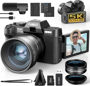NBD Digital Cameras 5K 48MP Autofocus Vlogging Camera for YouTube with 32GB TF - Picture 1 of 9
