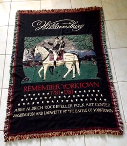 GOODWIN WEAVERS REMEMBER YORKTOWN WILLIAMSBURG FRINGED THROW BLANKET 68" X 50" - Picture 1 of 5