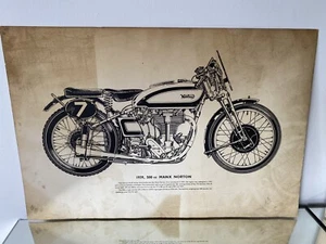 Vintage 1970er Jahre Manx Norton 1939 500cc Motorraddruck 18 Zoll x 12 Zoll. - Bild 1 von 1