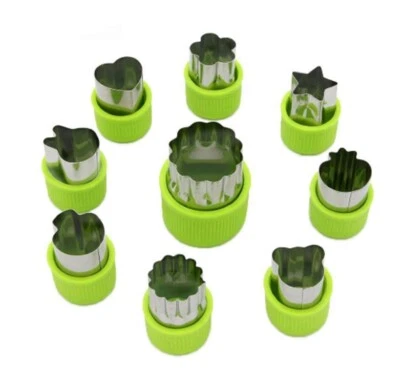 9-Pack Fruit & Veggie Cutter Set – Mini Cookie Shape Slicer Mold Stainless Steel - Image 1 of 4